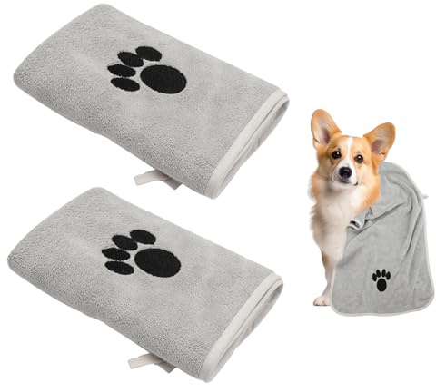 TESSTSY 2 Pezzi Asciugamano per Cani, Asciugamano ad Asciugatura Rapida per Cane 35 x 75 cm, Telo Microfibra Cane, Asciugamano Cane, Asciugamano per Animali Domestici, per Cani e Gatti