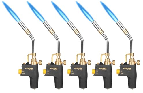 DOMINOX 5 Packs Propane Torch for MAP, MAPP and Propane Tank, High Intensity Trigger Start Torch, for Soldering, Ignition, Cooking, Lighting