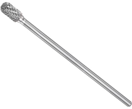 CoCud Tungsten Carbide Rotary Burrs File, 6mm Shank 10mm Dia, Double Cut Cylinder with Ball Nose Rotary Burrs Tool - (Applications: for Metal Carving)