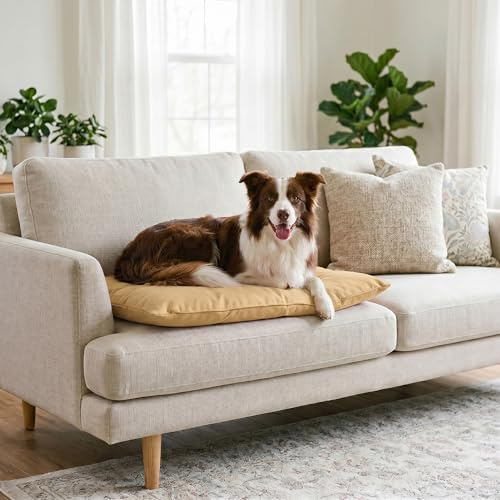 Italian Bed Linen Maxi Coussin Elegant pour Chien, en Microfibre, 60x100cm, Crème