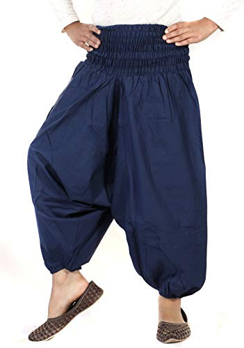 SARJANA Kids Cotton Harem Pants Children Girls Boys Boho Hippie Toddler Beach Unisex Comfy Trousers (US, Age, 3 Years, 5 Years, Navy Blue)