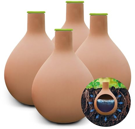 BioGreen Olla Pflanzenbewässerung HYDRO MAX | 4er-Set | 1 L | Ø 60 cm automatische Bewässerung für Pflanzen | Terrakotta Tontopf | Bewässerungskugel