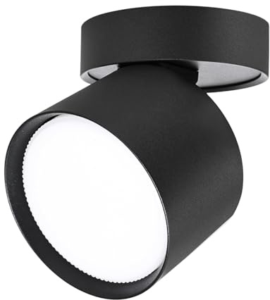 LICHT DISCOUNT LED Aufbauspot Dimmbar Flach 230V Ø84x80mm Drehbar und Schwenkbar Schwarz Matt inkl. 7W GX53 Leuchtmittel Warmweiß 2800K 550LM Aufbaustrahler Deckenspot Aufbauleuchte Wandleuchte