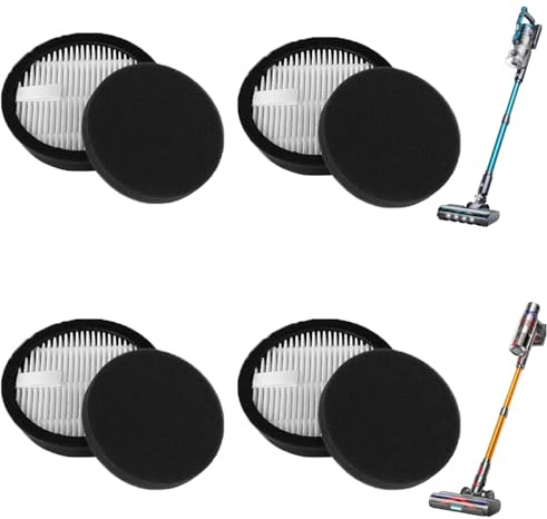 4 Pack HEPA Vacuum Replacement Filters Compatible with AFNOP Acevac11 Cordless Vacuum Cleaner, with 4 Pack Sponge Sets