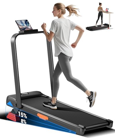 CURSOR Tapis Roulant con Inclinazione 15%, Tapis Roulant Salvaspazio Elettrico 1-8KM/H, Walking Pad con Motore Silenzioso da 2,5 HP e Tripla Ammortizzazione, Max. Carico Massimo 136KG