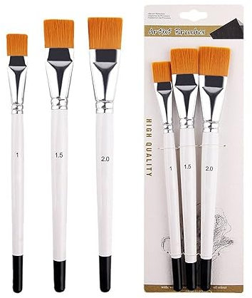 3 pennelli piatti per pittura acrilica ad acquerello, pennello grande a testa piatta per studenti, professionisti e artisti