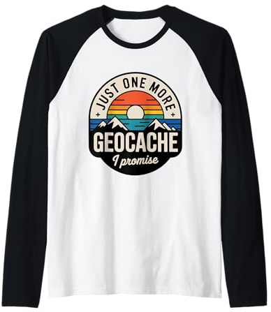 Retro 80s Sunset Geocaching for Vintage Style Lovers Raglan Baseball Tee