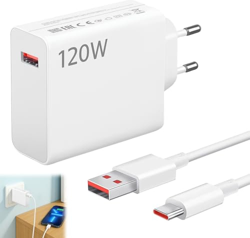 Cargador para Xiaomi 120W,Cargador rápido con cable USB C,Bloque de carga USB C para Xiaomi 14T Pro/13 Lite/13/12T 14/11S/11/12Pro/POCO X6/X4 GT Pad 6 5-1M