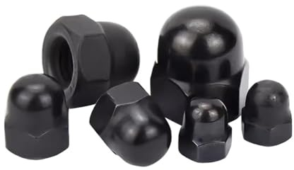 DeVow 304 Edelstahl Schwarze Hutmutter M3 M4 M5 M6 M8 M10 M12 M14 M16 M18 M20(M5 20pcs)