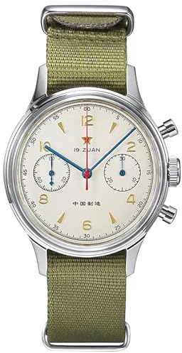 SEAKOSS Retro-Chronograph Seagull 1963 Original Seagull ST1901 Movement Men Mechanical Watch Hand Winding Sapphire & Acrylic Mirror Pilot Wristwatch (38mm-Acrylic No Gooseneck)