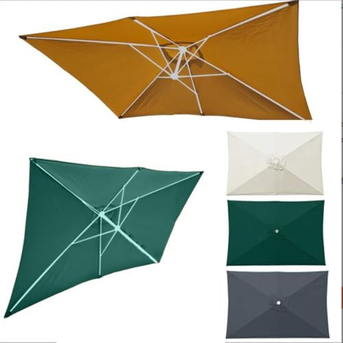 Telo di Ricambio per ombrellone da Giardino Rettangolare da 10'x6,5' - Copertura Parasole Anti-UV con 6 Stecche per Mercato all'aperto, Giardino, Spiaggia - Tessuto Superiore per ombrellone