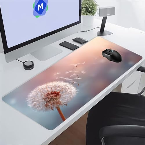 Fleurs Blanches Tapis de Souris de Jeu 1500x800x3 mm Grand Tapis de Souris Gaming sous-Main Bureau Gamer Large avec Base Antidérapante Tapis de Clavier Lavable pour Gamer PC
