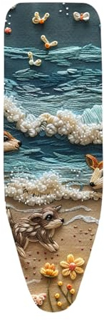 Copriasse da Stiro Animale Astratto Marrone Fodera Copri Ferro da Stiro Riflettente al Calore per Stiratura Rapida Mollettone Copertura Copri Asse da Stiro Universale Montaggio Facile 110x33cm