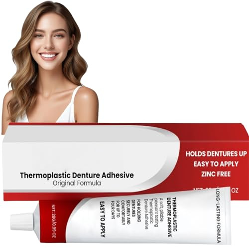 Thermoplastic Denture Adhesive Cream, Teeth Filling Repair Kit, Dental Glue for Teeth, De/nture Silicone Reline K/it,Secure Den/ture Adhesive,Dentu/re Repair,De/nture Adh/esive#White