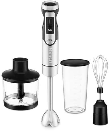 Ufesa Jupiter Max Batidora de Mano 1500W, Control de Velocidad Variable, Pantalla LCD, Función Turbo, 4 Cuchillas de Alta Eficiencia, Picadora 500 ml, Batidor Emulsionador y Vaso Medidor 600 ml