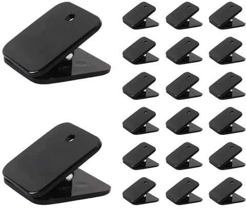 NoxWisp 20 Pcs Black Self Adhesive Clips,Wall Clips Tapestry Hangers Sticky Clips, Photo Clips Plastic Hanging Spring Clips for Office Poster Decorations/Home/Office/Rope