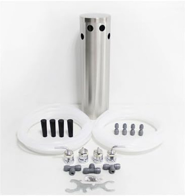 4 Way Beer Column Kit, Brushed Stainless Steel with 4 Black Handles & Pre-Cut Beer Line, Easy Installation for Home Brew Kegerators (No Taps Included)