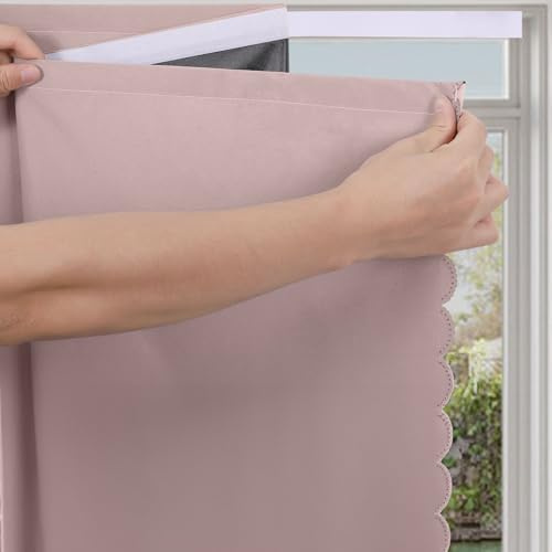 Blackout Curtains Stick on Self Adhesive No Drill Thermal Temporary Blinds | Thermal Insulated, Easy Fit, Portable Travel Black Out Curtains, Renter Friendly, for Bedroom Bathroom Nursery Window Doors
