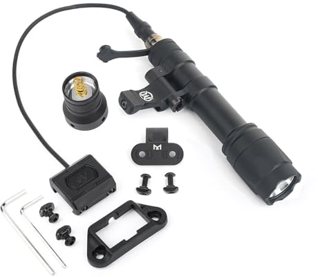 SBGJMY M640C Tactical Flashlight 800 Lumen Rotating Mount Torch with Tail Button and Pressure Pad Switch for Mlok Keymod and 20mm Picatinny Rail System (Black)