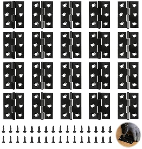 20 Scharniere Klappbar, Charnières Inox Noires 44 × 31 Mm Avec 120 Vis, Petite Charnière Porte Et Placard En Acier Inoxydable, Charnière Meuble Résistante Pour Fenêtre, Armoire Et Boîte