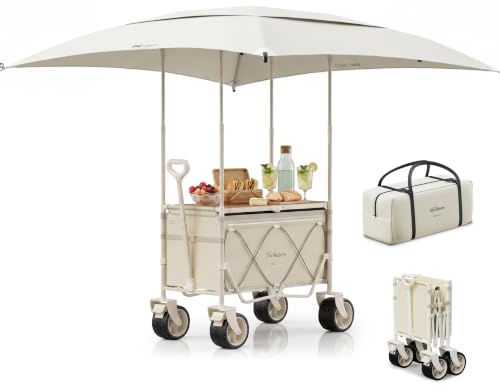 Join Nature 3-i-1 rullvagn, vikbar med campingbordsskiva och soltak