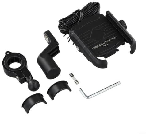 Moliuoly Support de téléphone portable de moto avec chargeur pour smartphones de 3,5 à 6,5 pouces, charge rapide USB-C et sans fil, montage sur guidon avec verrouillage à clé E et induction 0,1S