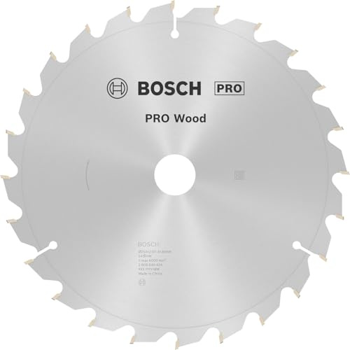 Bosch 1x PRO Wood Kreissägeblatt, 254 x 2 x 30 mm, T24 | für Weichholz, Hartholz, Ø 254 mm, Professional Zubehör kabelgebundene Kapp- und Gehrungssäge