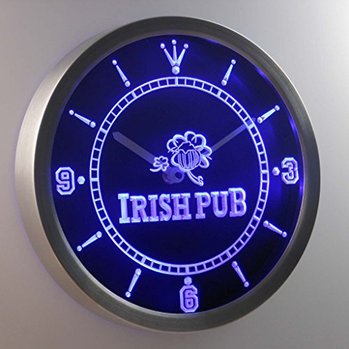 ADVPRO nc0381-b Irish Pub Shamrock Bar Club Neon Sign LED Wall Clock Uhr Leuchtuhr/Leuchtende Wanduhr