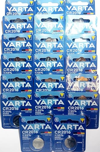 CR2016 Pile bouton au lithium 3 V 90 mAh Lot de 20