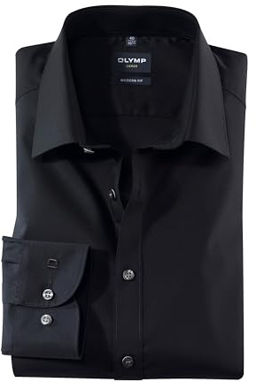 OLYMP Luxor modern fit Hemd Langarm Long Kent Kragen Popeline schwarz , - 44