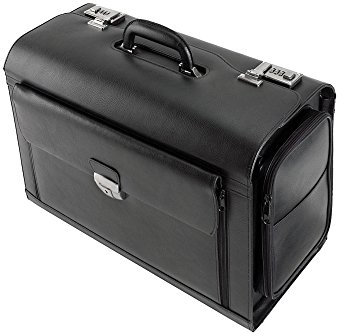 Alassio 45057 - Pilotenkoffer VERONA, aus hochwertigem Leder, ca. 49 x 35 x 24 cm, schwarz