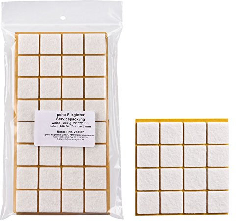 haggiy Feltrini - Scivoli in parquet autoadesivi 'Standard' - 3,0 mm folto, bianco | 40 x 40 mm (40 pz.)