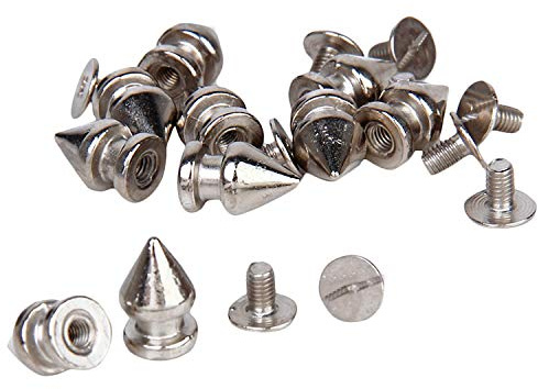 Trimming Shop Ottone Punk Stile Spike Rivetto Borchie con Premere Attrezzo per Abbigliamento, Giacche, Jeans, Sacchetti, Pelle Artigianato, Denim, Scarpa (5mm x 8mm, Argento, 50pcs)