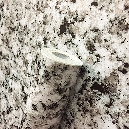 Moyishi Light White Granite Look Marble Gloss Film Vinyl Self Adhesive Counter Top Peel and Stick Wall Decal (17.7“ x 98”)
