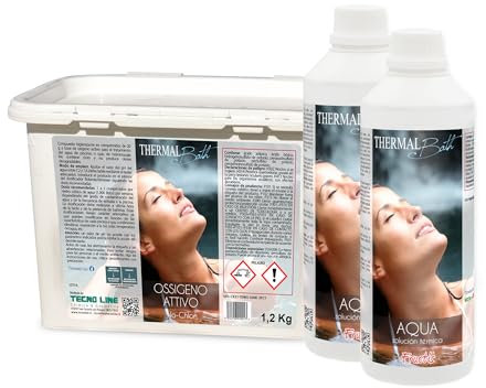 Thermal Bath Set Ossigeno Attivo 1,2 KG + Aqua Fructis 2 LT (1+1 pz), Ossigeno Attivo in Pastiglie da 20 gr e Aqua Termale al Profumo di Frutta, Ideale per Piscina e Idromassaggio