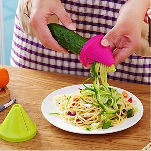 Wekold Spiralizer Verdura Spaghetti Affettatrice Vegetale Palmare Taglierina a Spirale a Mano per Carota, Cetriolo, Patate, Zucca, Zucchine, Spaghetti con Cipolla e Verdure