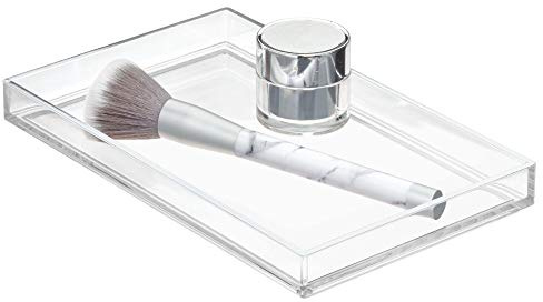 iDesign Organizador de Maquillaje, Bandeja de baño de plástico para Joyas, Toallas o Pinzas para el Pelo, Organizador de Joyas Rectangular, Transparente