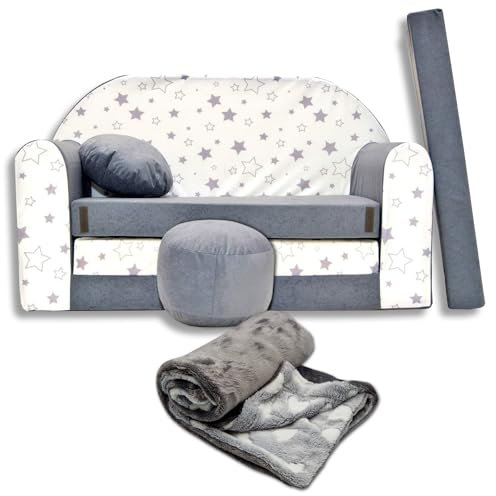 millybo Kindersofa Kinder Couch mit Schlaffunktion ausklappbar 3in1 Kinder Sofa Spielsofa mit Bettfunktion Mädchen Jungen Sitzsack Minisofa Schlafsofa Kinderzimmer Schlafsessel (A38)