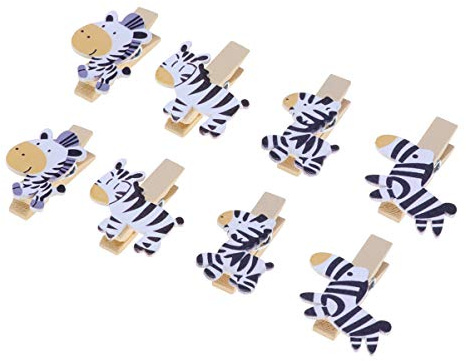 Amosfun 8pcs holzklammern mit Zebra Muster kreativ Mini Foto Karte Clip DIY Foto zauberstab basteln Party Festival Weihnachten Dekoration