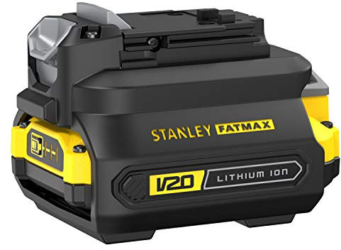 Stanley FATMAX Adaptateur Batterie Gamme FATMAX V20 à Fixer sur Batteries V20 1,5Ah ou 2Ah Pour Une Utilisation sur Outils de la Gamme FATMAX 18V SFMCB100-XJ