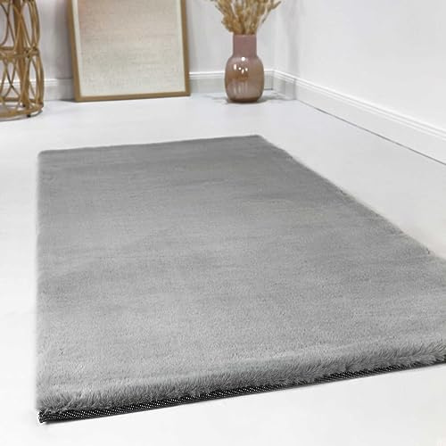 Wecon Home Alice getufteter Hochflorteppich, 130 x 190 cm, grau | moderner Hochflor Teppich, Läufer für Wohnzimmer, Flur, Schlafzimmer