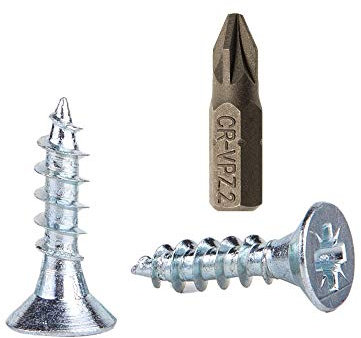 Holzschrauben aus verzinktem Stahl 5,0 x 20 mm, Pozi-Drive Kopfschrauben, Befestigungselemente, Senkkopf, Spanplattenschrauben (200 Stück)