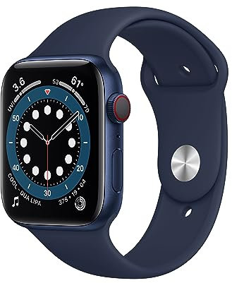 Apple Watch Series 6 (GPS + Cellular, 44 mm) Cassa in alluminio azzurro con Cinturino Sport deep navy