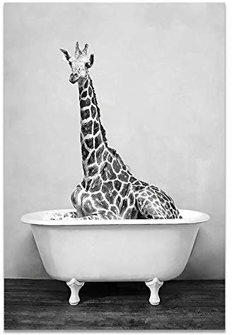 LCSLDW Leinwanddruck Baby Tier Poster In Badewanne Leinwand Malerei Kinderzimmer Wandkunst Nordic Bild Kinderzimmer Dekoration, 30X40Cm No Frame
