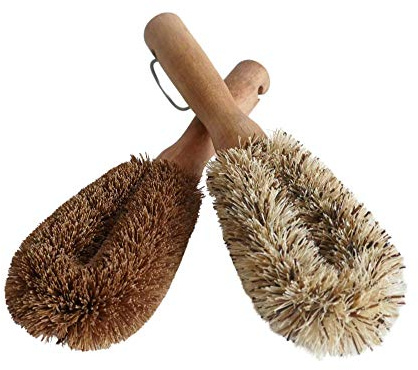 NineLives Lot de 2 brosses à légumes en fibre de coco et de palmyra écologique végétalienne