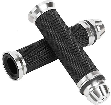 22mm 7/8inch Motorcycle Grips Non Slip CNC Aluminum Rubberr Bar End Thruster Grip Motorcycle Comfort Hand Handlebar Grip Thruster Grip For Motorcycle Dirt Bike(Silver)