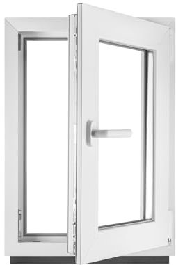 BauPLAZA - Finestra Serramenti in PVC - BIANCO - Vetro camera - LxA 40 x 50 cm Lato maniglsa: Destra LxA 400 x 500 mm - Funzione Girevole - Ottima scelta