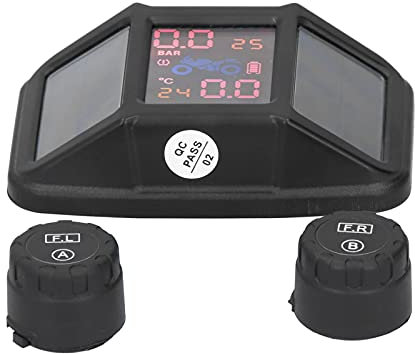 KIMISS Monitor De Presión De Neumáticos Solar, Sistema De Control De Presión De Neumáticos De Motocicleta Kit De Sensores Externos con Cable USB 2 Unidades para Motocicleta