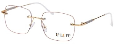 LUFF Rahmenlose Lesebrille für Damen mit Blaulichtfilter, Metall Computerbrille, Modisch Gegen Augenbelastung Lesehilfe Brillen