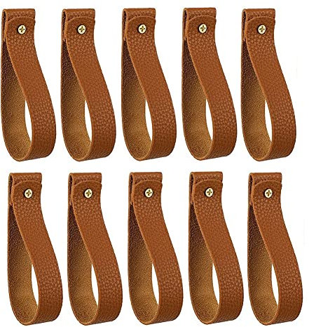 MDYBF 10 StüCk Wandhaken, PU-Leder-Gardinenstangenhalter, Lederriemen für die AufhäNgevorrichtung DIY Hook Wall Boho